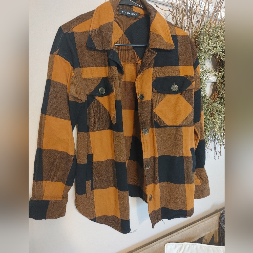 Mustard and black flannel